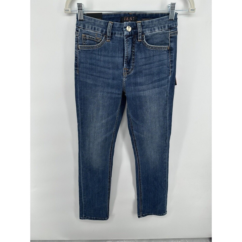 Jen7 by 7 for All Mankind Ankle Straight Jeans Size 0 Medium Wash